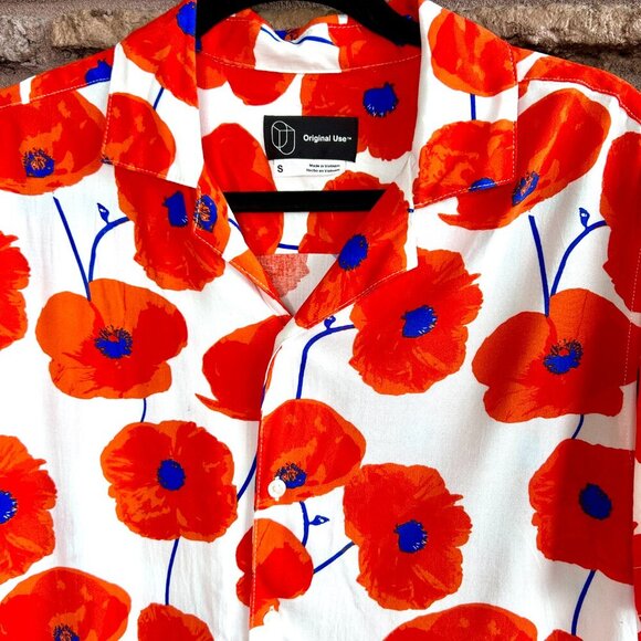 Original Use Men's Poppy Print Casual Button Front Shirt Size Small - Picture 7 of 8